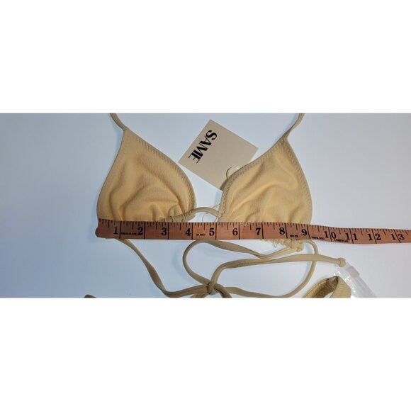 SAME Los Angeles Swim Bikini Set 2Pc Triangke Top High Weist Bottom Beige SZ XS - Picture 7 of 7